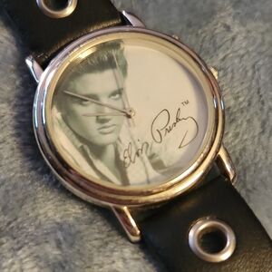 Avon Silver and Black Watch with Elvis Design